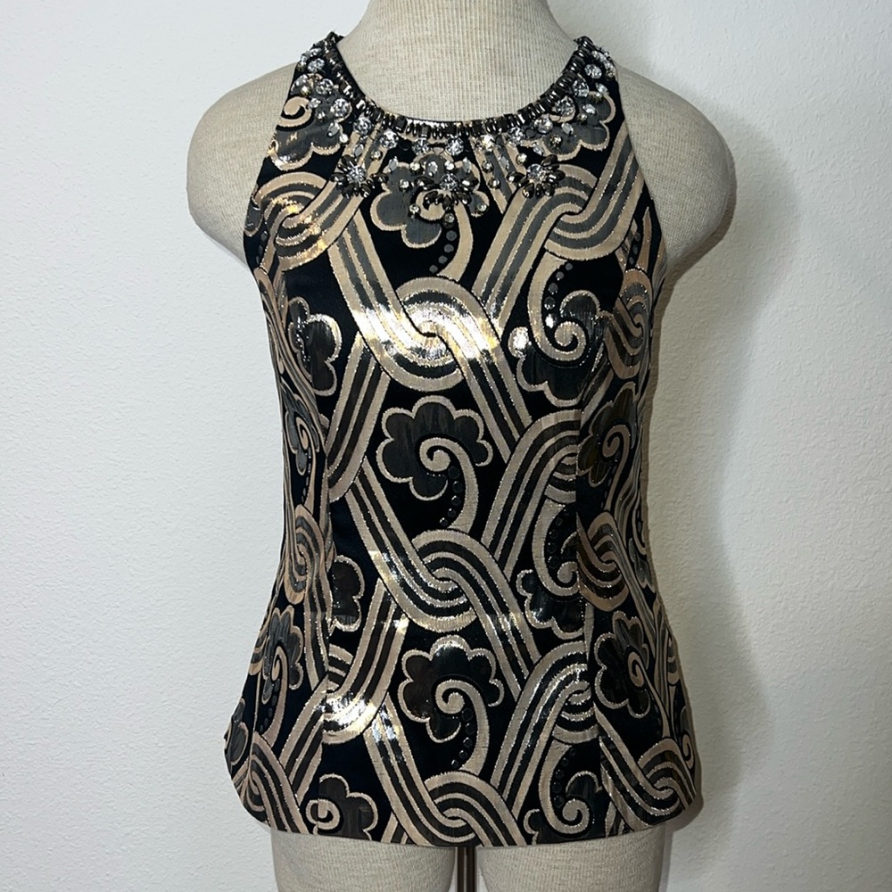 Lilly Pulitzer Metallic Fitted Embellished Top